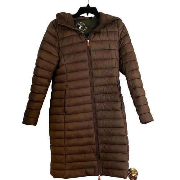 Save the Duck Giga hooded puffer jacket in coffee brown - good condition - Picture 2 of 7